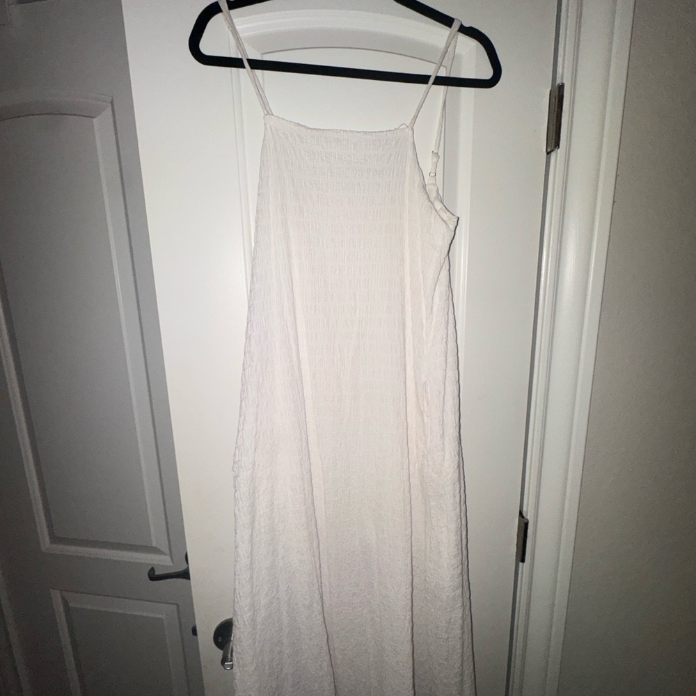 Women's White Maxi Slip Dress with Spaghetti Straps